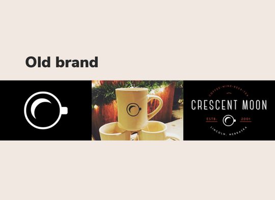 Examples of the old brand that include a crescent moon and coffee cup