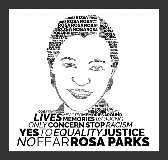 Word portrait of Rosa Parks containing keywords from her poetry